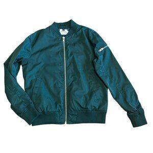 Topman Zip-Down Bomber Jacket Green Long Sleeve Lightweight Size Small Men's
